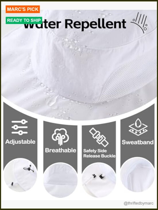 UPF50+ Wide Brim Sun Hat for Men Women Fishing Garden